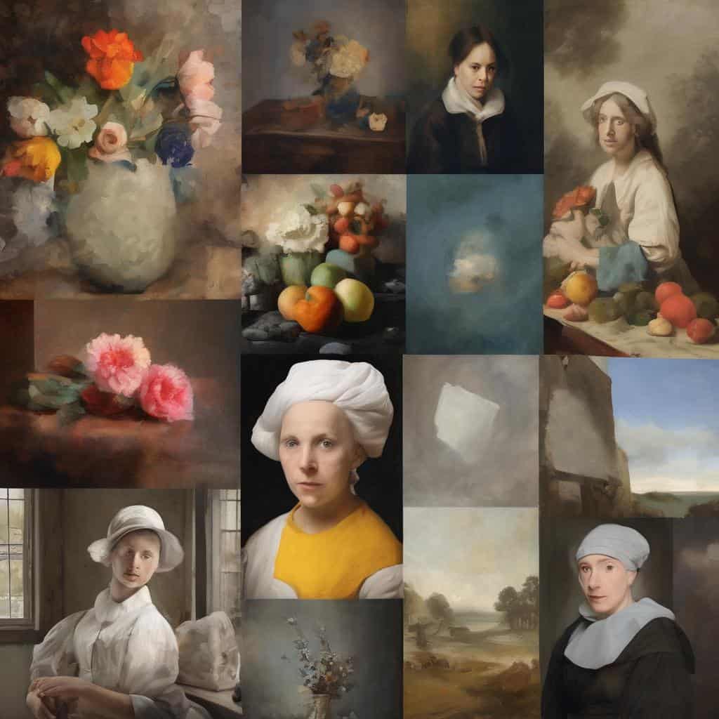 French pastry art techniques visual styled, watercolor, impressionistic painting, vibrant colors, textured brushstrokes, detail-focused, artistic expression, creative pastry presentation, artistic culinary craftsmanship, vivid pastry illustrations.